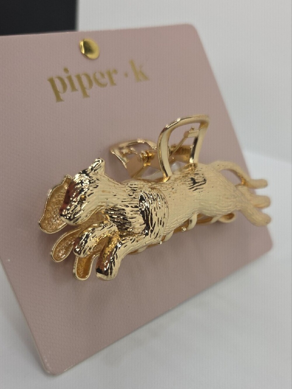 🐆▪️Piper k ▪️uk Exclsive Gold Leaping Cheetah Metal Hair Claw Clip - Picture 6 of 7